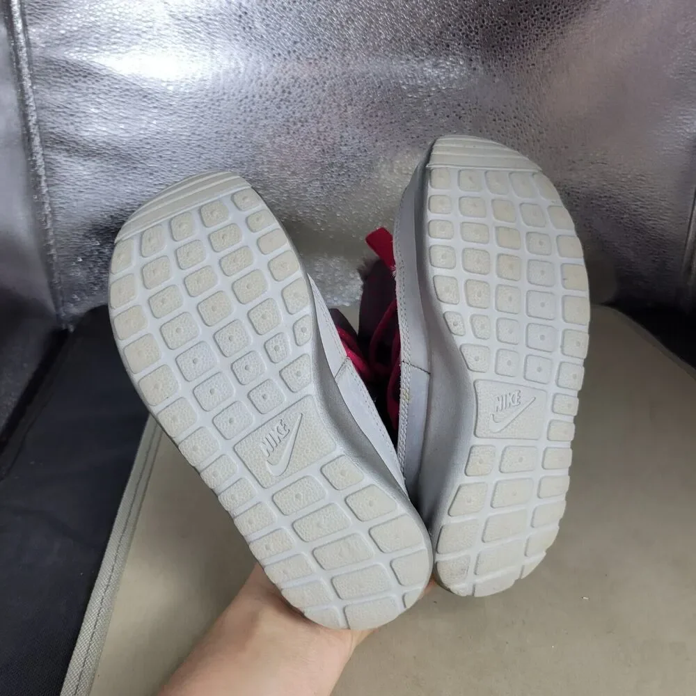 Nike Rosherun Hi Sneakerboot Girls 12 Silver Pink Comfy‎ Faux Leather Snow Boots